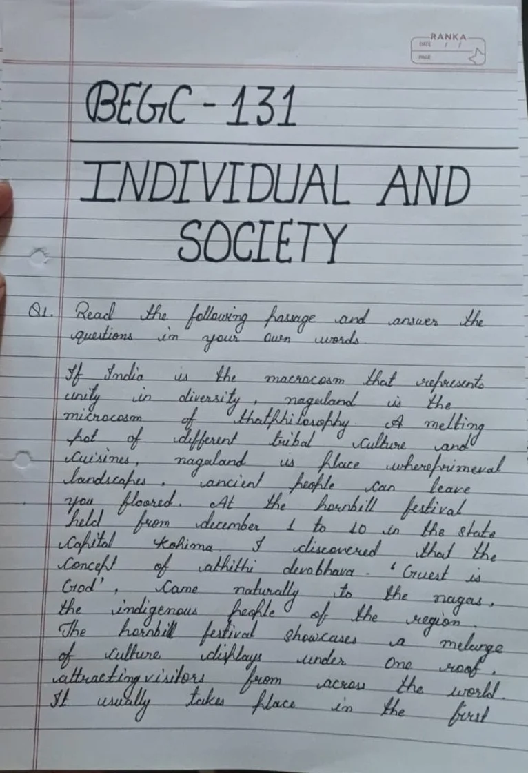 IGNOU Handwritten Assignment